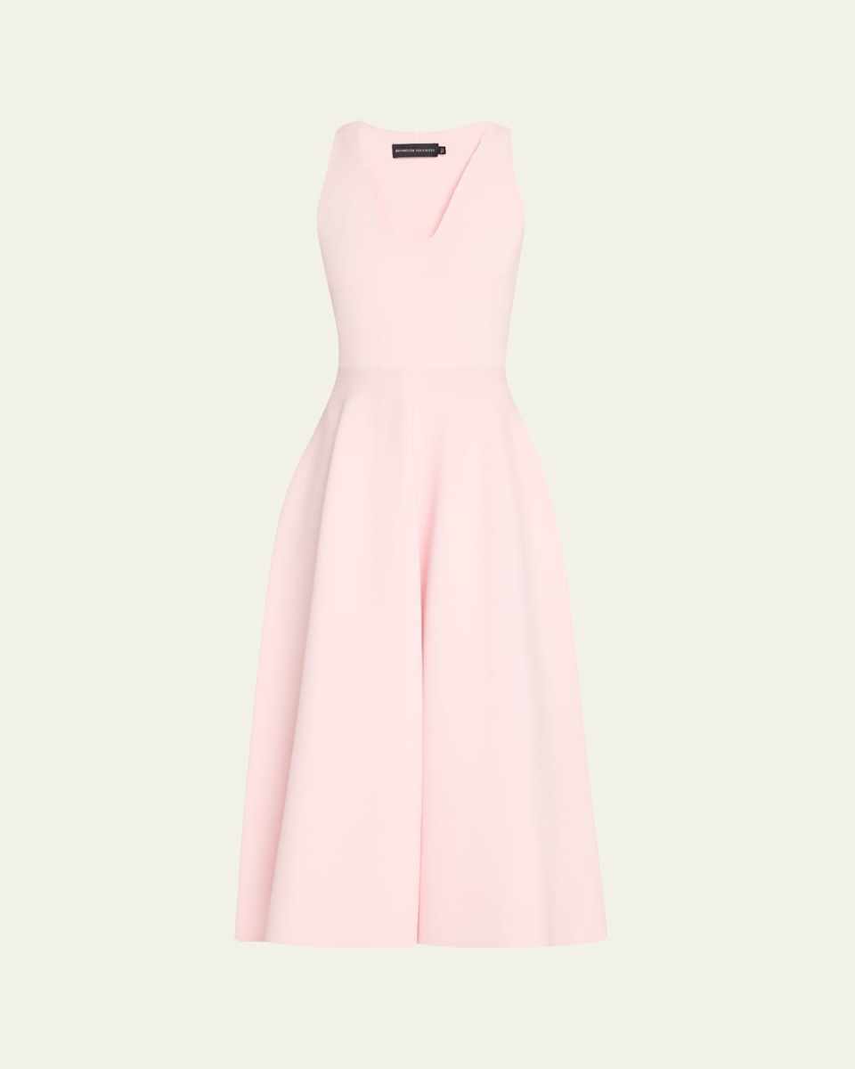 The Renee Compact Knit Fit-Flare Midi Dress